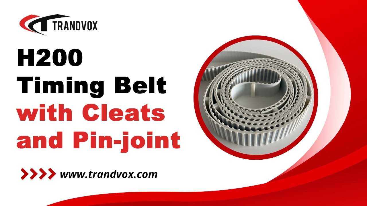 Custom H200 Timing Belt with Cleats and Pin Joint Connection