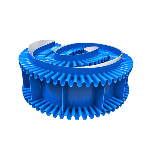 Blue Conveyor Belt with Cleats and Sidewalls