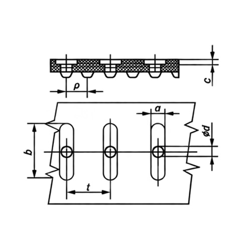 Longitudinal Slot Perforated Timing Belt Drawing