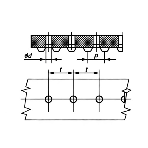 Round Hole Perforated Timing Belt Drawing